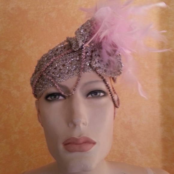 Iridescent Metallic Silver Pink Gatsby Headpiece main image 4